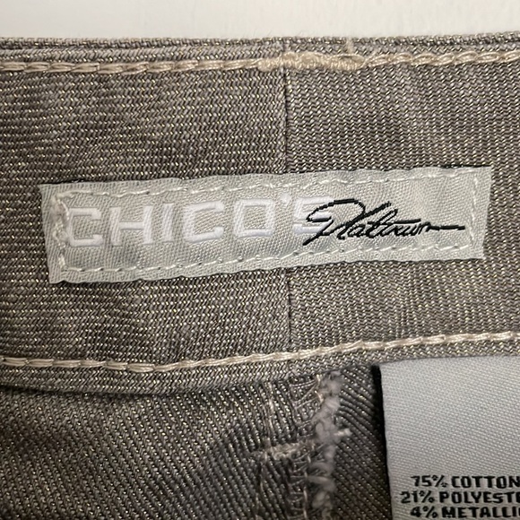Chico’s Platinum Women’s Ultimate Fit Slim Leg Jeans Grey Metallic 10 - Picture 4 of 7
